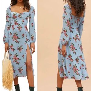 Reformation Shelby blue floral midi dress